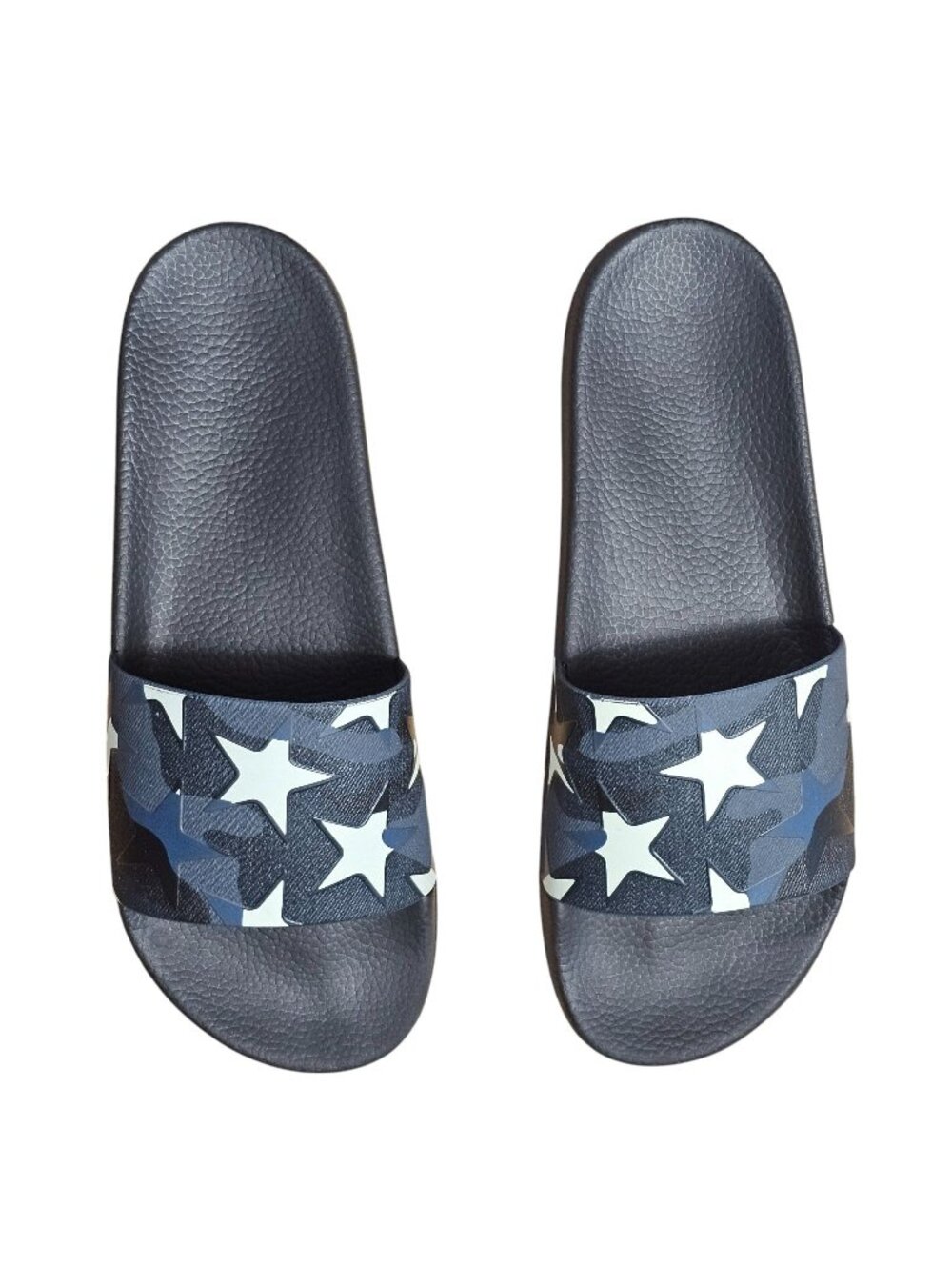 Valentino Garavani Camo Star Print Rubber Slides EU 46 US 13 UK 12 Black Blue